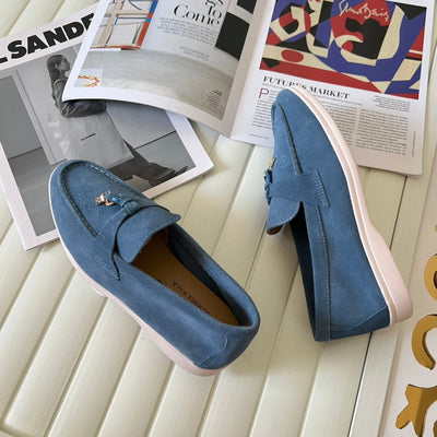 Loro Piana the iconic Summer Charms Walk Loafers for Unisex (Male and Female) Blue Fluorite Colour Pre Order