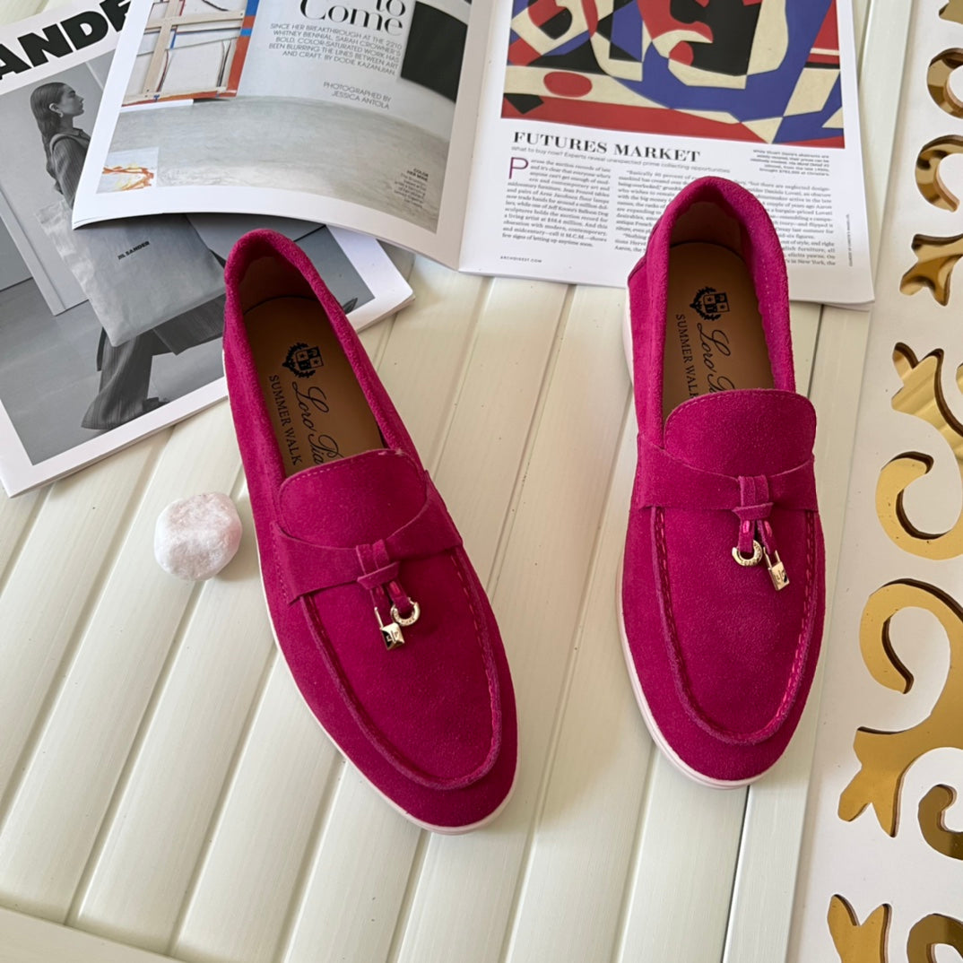 Loro Piana the iconic Summer Charms Walk Loafers for Unisex (Male and Female) Fuchsia Colour Pre Order