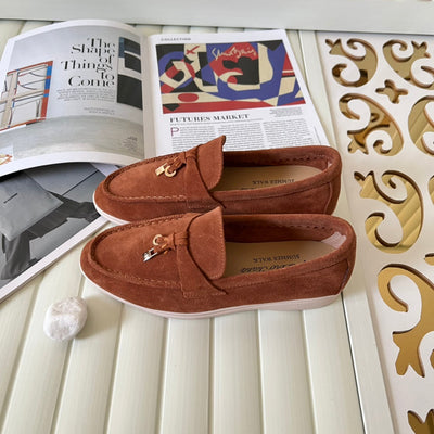 Loro Piana the iconic Summer Charms Walk Loafers for Unisex (Male and Female) Dusty Orange Colour Pre Order