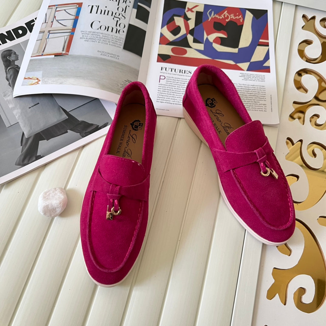 Loro Piana the iconic Summer Charms Walk Loafers for Unisex (Male and Female) Fuchsia Colour Pre Order