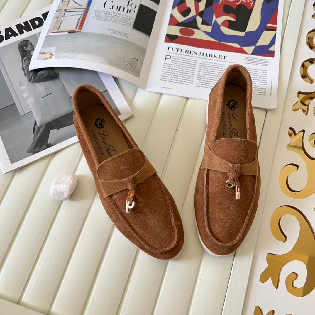 Loro Piana the iconic Summer Charms Walk Loafers for Unisex (Male and Female) Dark Honey Colour Pre Order 45