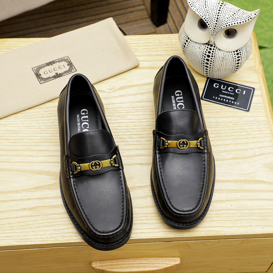 GG Matte Black Leather Shoes for Men Pre Order