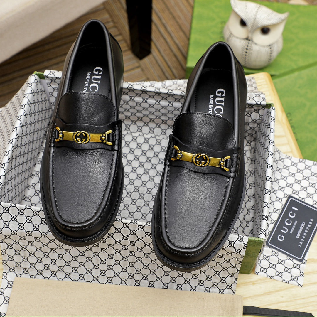 GG Matte Black Leather Shoes for Men Pre Order