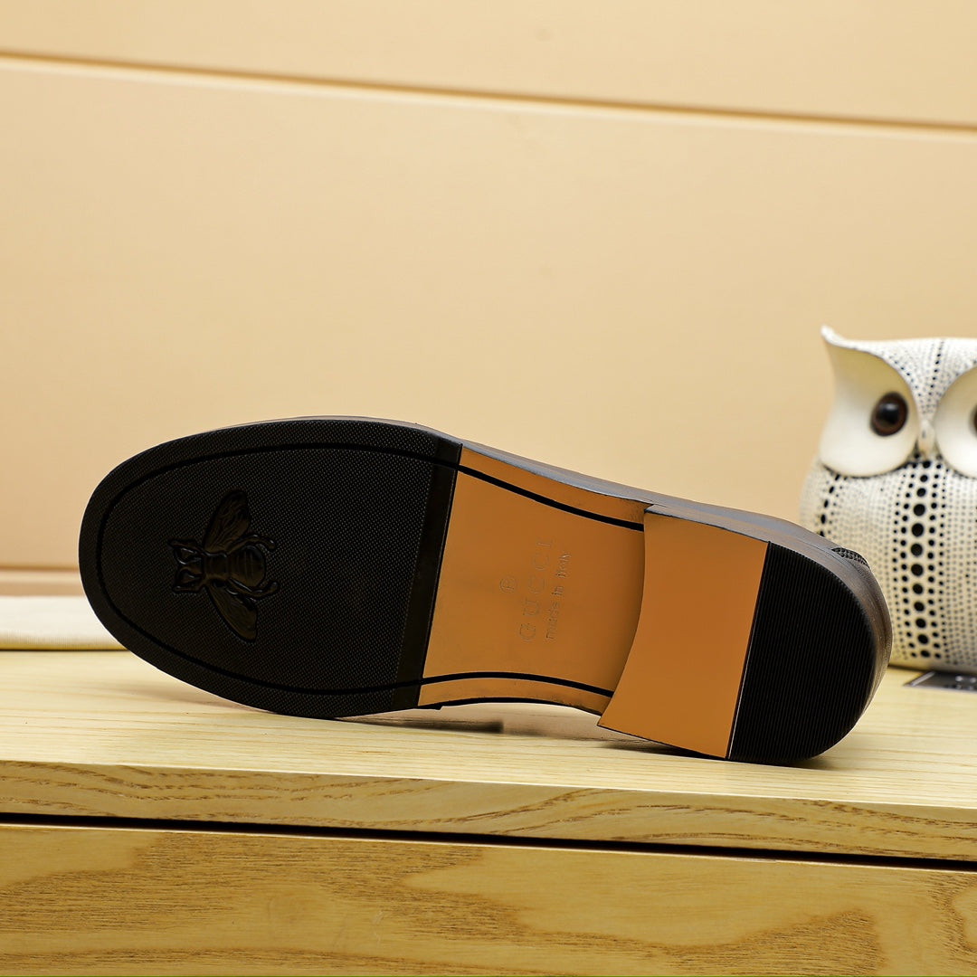 GG Matte Black Leather Shoes for Men Pre Order