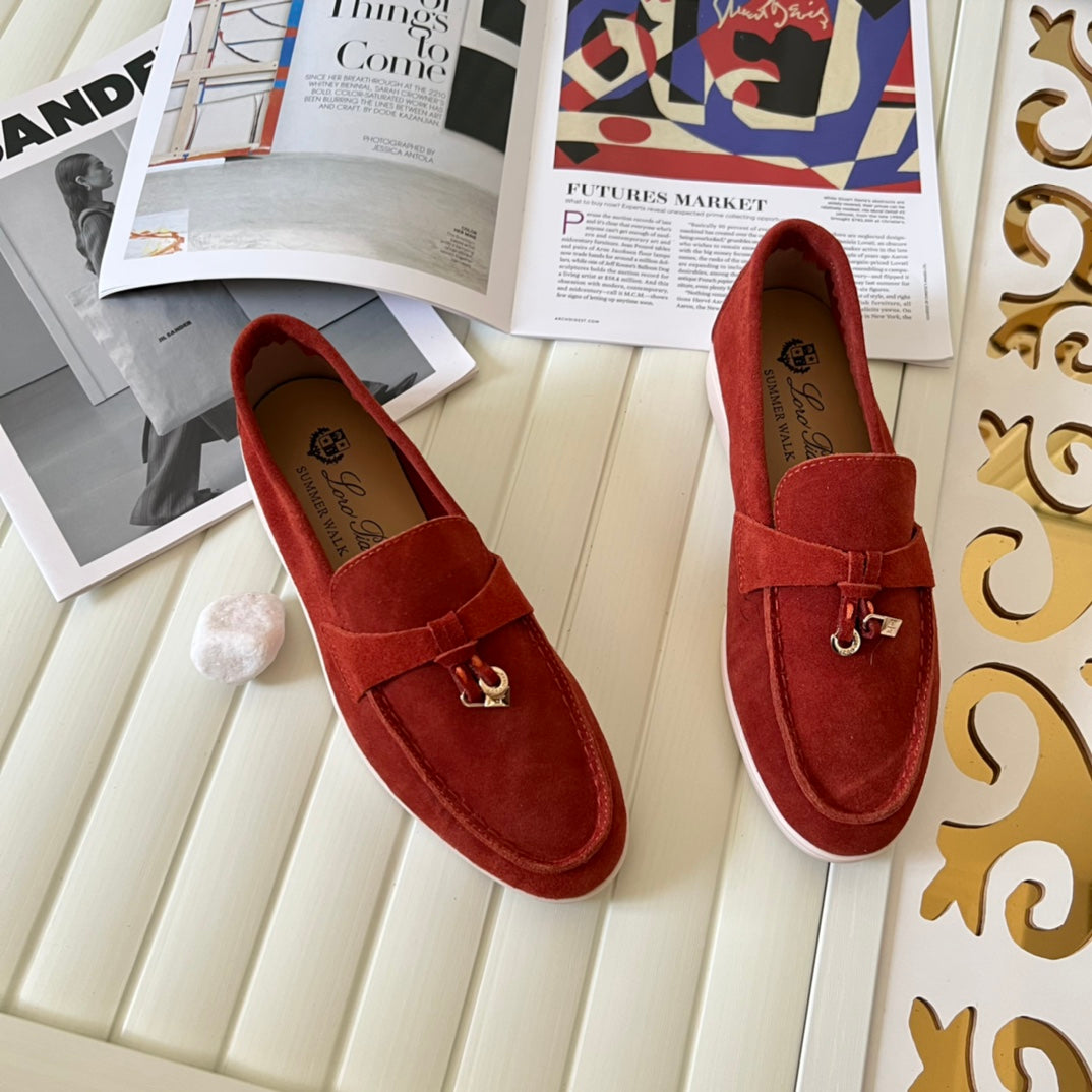 Loro Piana the iconic Summer Charms Walk Loafers for Unisex (Male and Female) Dried Red Colour Pre Order