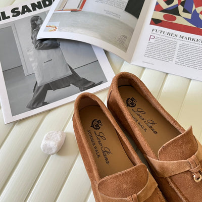 Loro Piana the iconic Summer Charms Walk Loafers for Unisex (Male and Female) Dark Honey Colour Pre Order