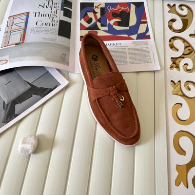 Loro Piana the iconic Summer Charms Walk Loafers for Unisex (Male and Female) Dusty Orange Colour Pre Order