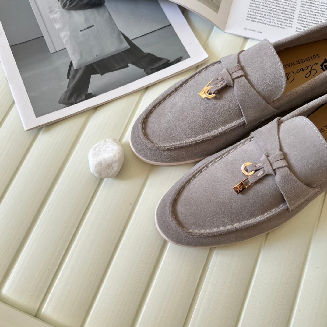 Loro Piana the iconic Summer Charms Walk Loafers for Unisex (Male and Female) Puddle Grey Colour Pre Order