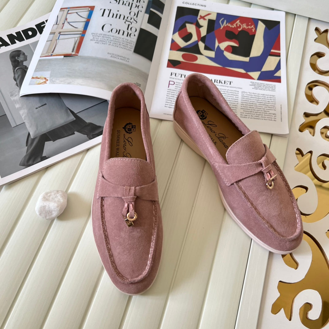 Loro Piana the iconic Summer Charms Walk Loafers for Unisex (Male and Female) Noisette Rose Colour Pre Order