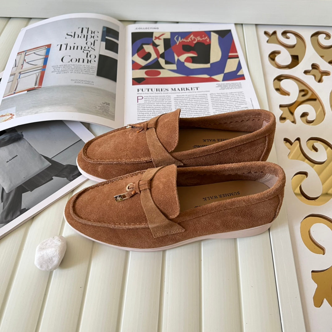 Loro Piana the iconic Summer Charms Walk Loafers for Unisex (Male and Female) Dark Honey Colour Pre Order