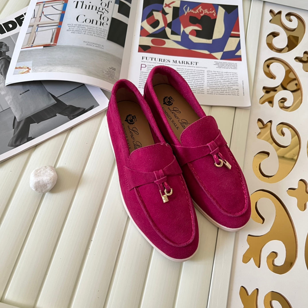Loro Piana the iconic Summer Charms Walk Loafers for Unisex (Male and Female) Fuchsia Colour Pre Order