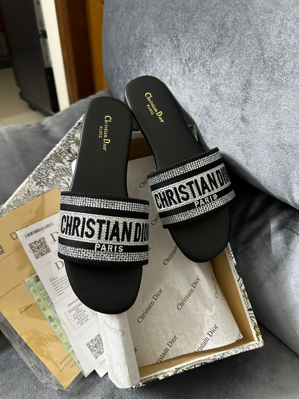 Luxury Brand D-io_r embroidered Slipper for women