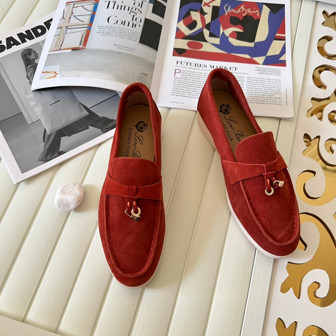 Loro Piana the iconic Summer Charms Walk Loafers for Unisex (Male and Female) Dried Red Colour Pre Order