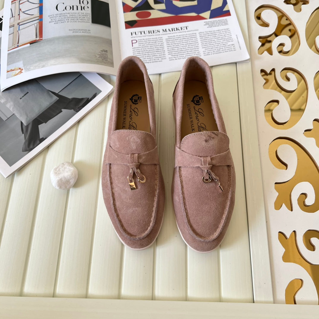 Loro Piana the iconic Summer Charms Walk Loafers for Unisex (Male and Female) Pink Sand Colour Pre Order 45