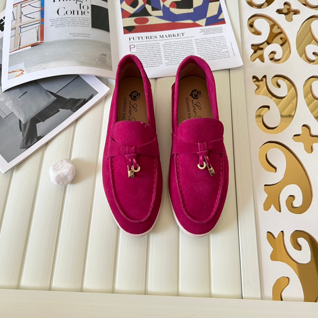 Loro Piana the iconic Summer Charms Walk Loafers for Unisex (Male and Female) Fuchsia Colour Pre Order 45