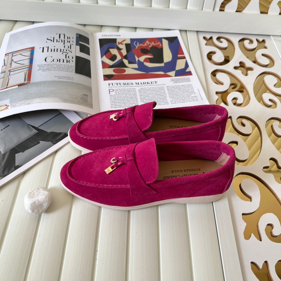 Loro Piana the iconic Summer Charms Walk Loafers for Unisex (Male and Female) Fuchsia Colour Pre Order