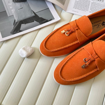 Loro Piana the iconic Summer Charms Walk Loafers for Unisex (Male and Female) Dusty Orange Colour Pre Order