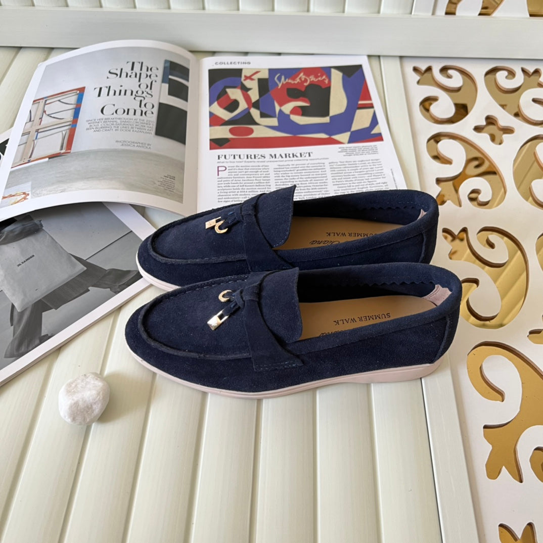 Loro Piana the iconic Summer Charms Walk Loafers for Unisex (Male and Female) Navy Blue Colour Pre Order