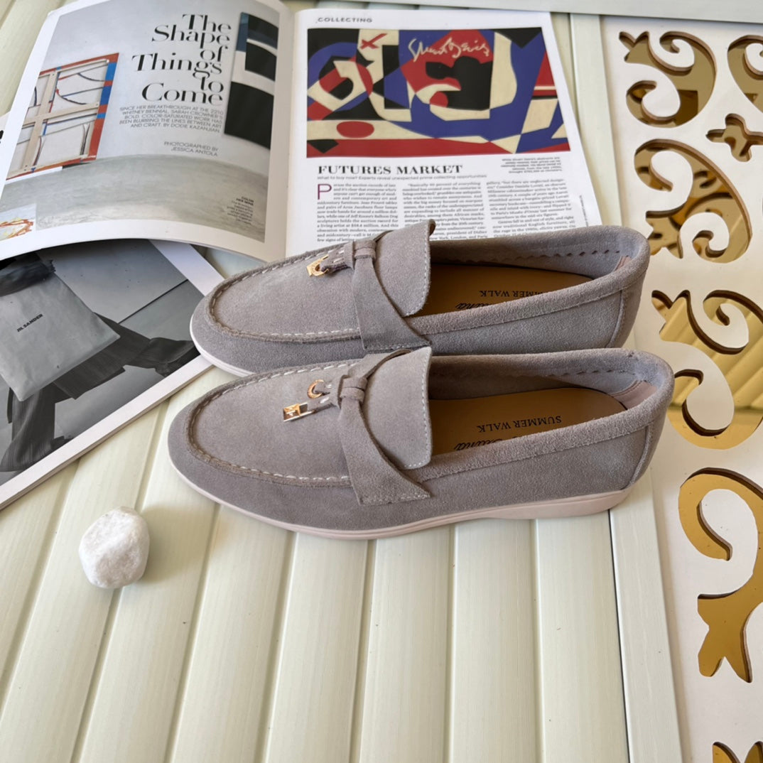 Loro Piana the iconic Summer Charms Walk Loafers for Unisex (Male and Female) Puddle Grey Colour Pre Order
