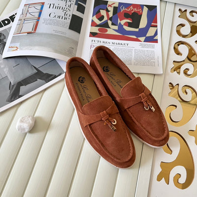 Loro Piana the iconic Summer Charms Walk Loafers for Unisex (Male and Female) Dusty Orange Colour Pre Order 45