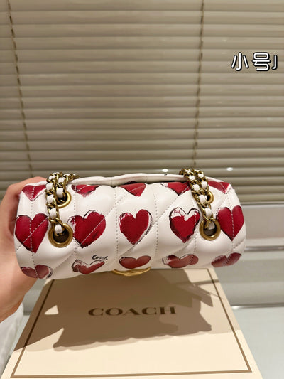 Luxury Brand Co-ach Tabby 20 Quilted with Heart Prints Shoulder Bag (Pre Order)