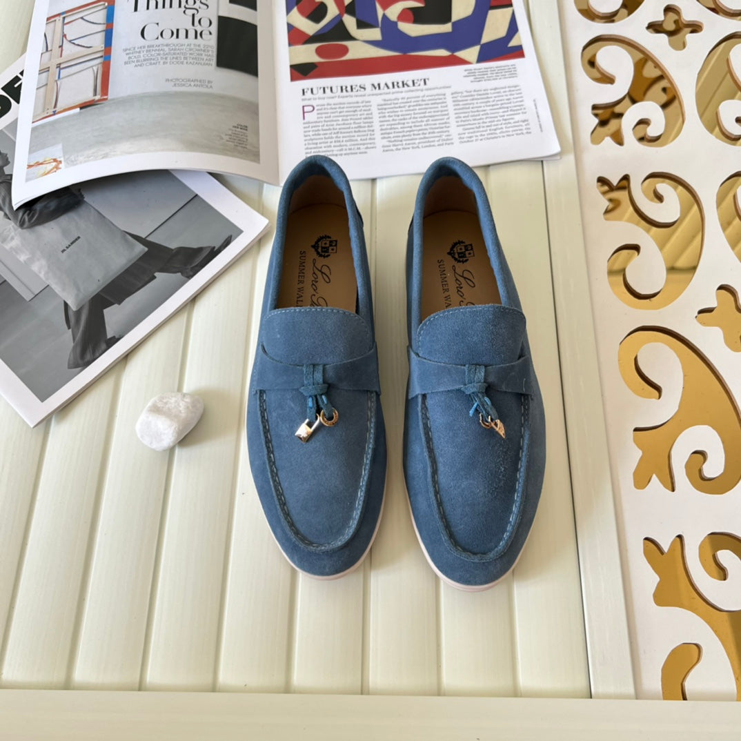 Loro Piana the iconic Summer Charms Walk Loafers for Unisex (Male and Female) Blue Fluorite Colour Pre Order