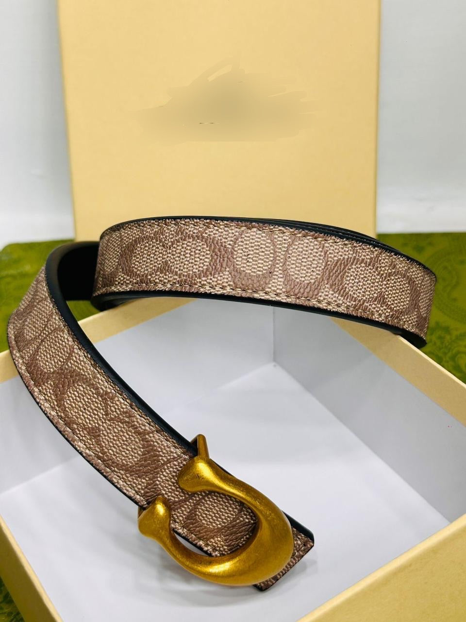 Luxury Brand Co-ach Leather Belt for Women