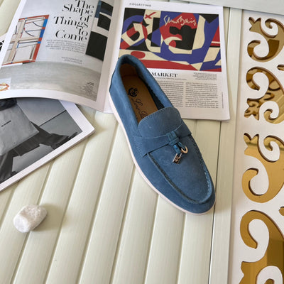 Loro Piana the iconic Summer Charms Walk Loafers for Unisex (Male and Female) Blue Fluorite Colour Pre Order