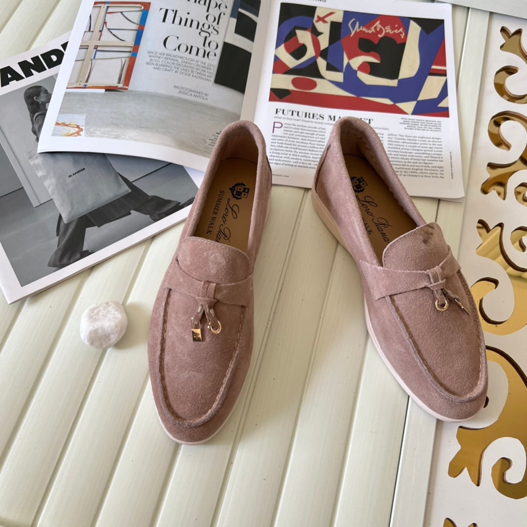 Loro Piana the iconic Summer Charms Walk Loafers for Unisex (Male and Female) Pink Sand Colour Pre Order