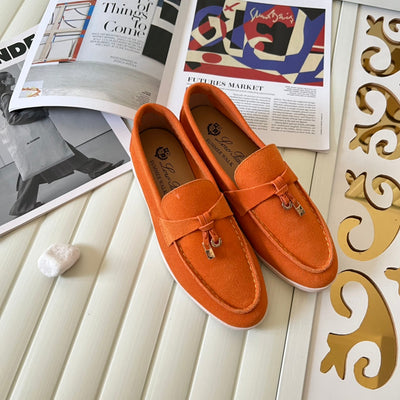 Loro Piana the iconic Summer Charms Walk Loafers for Unisex (Male and Female) Dusty Orange Colour Pre Order