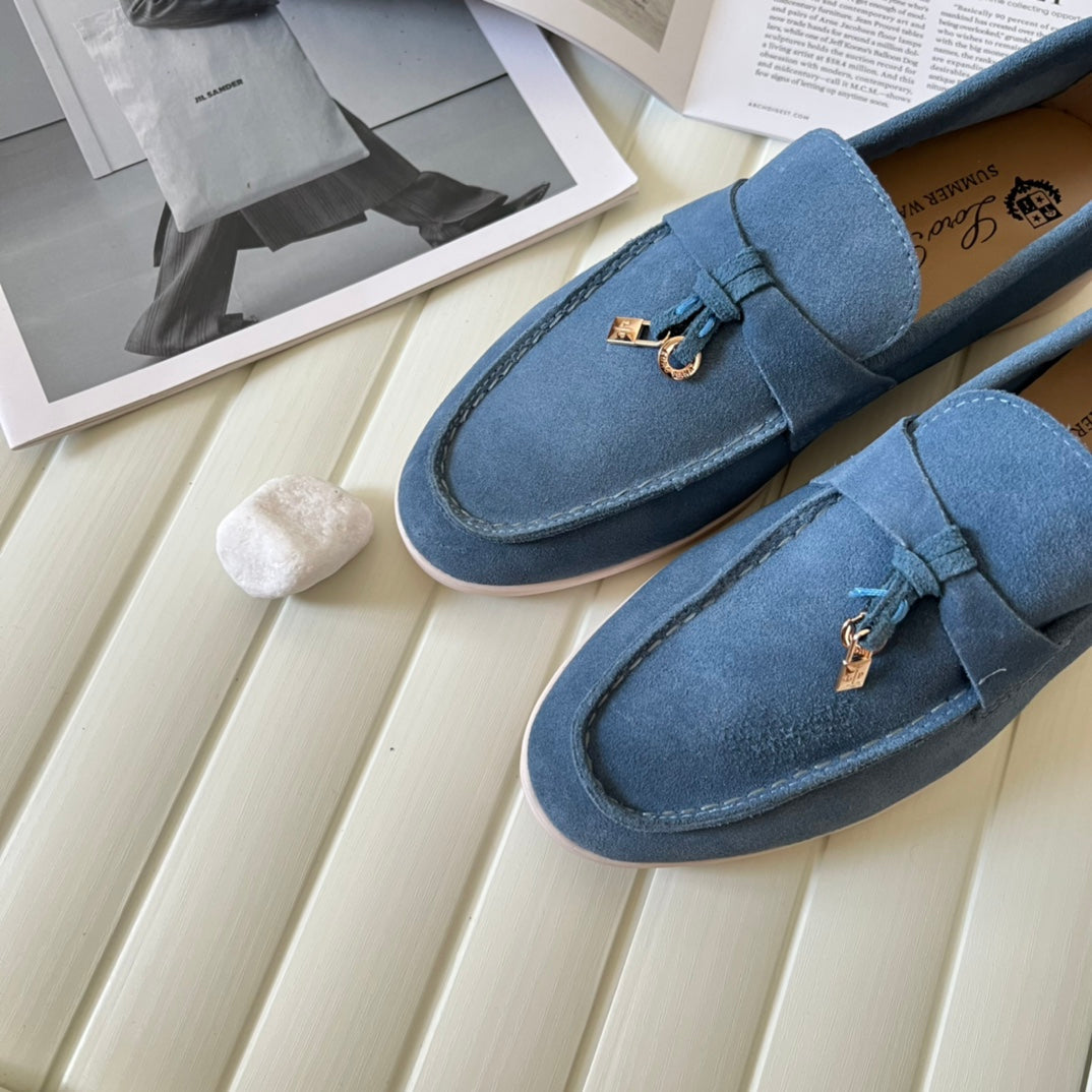 Loro Piana the iconic Summer Charms Walk Loafers for Unisex (Male and Female) Blue Fluorite Colour Pre Order