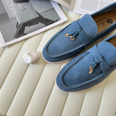 Loro Piana the iconic Summer Charms Walk Loafers for Unisex (Male and Female) Blue Fluorite Colour Pre Order