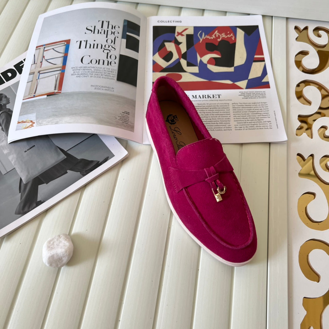 Loro Piana the iconic Summer Charms Walk Loafers for Unisex (Male and Female) Fuchsia Colour Pre Order