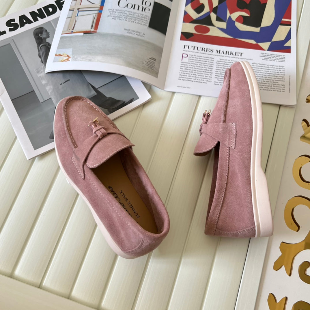 Loro Piana the iconic Summer Charms Walk Loafers for Unisex (Male and Female) Noisette Rose Colour Pre Order
