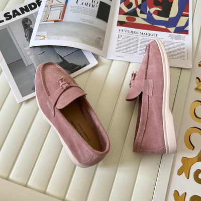 Loro Piana the iconic Summer Charms Walk Loafers for Unisex (Male and Female) Noisette Rose Colour Pre Order