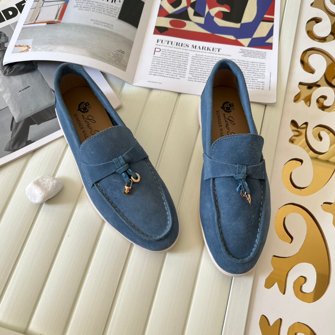 Loro Piana the iconic Summer Charms Walk Loafers for Unisex (Male and Female) Blue Fluorite Colour Pre Order