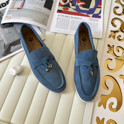 Loro Piana the iconic Summer Charms Walk Loafers for Unisex (Male and Female) Blue Fluorite Colour Pre Order