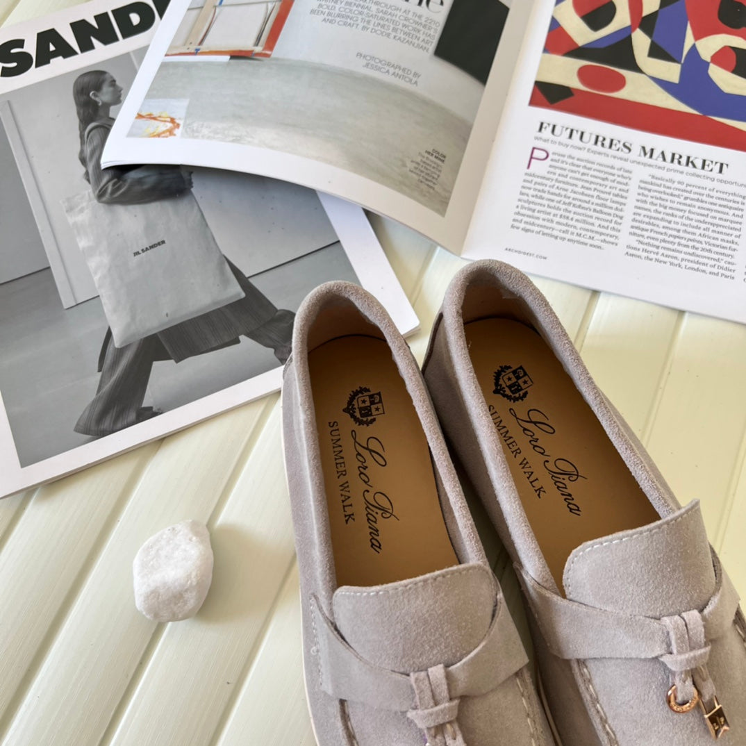 Loro Piana the iconic Summer Charms Walk Loafers for Unisex (Male and Female) Puddle Grey Colour Pre Order