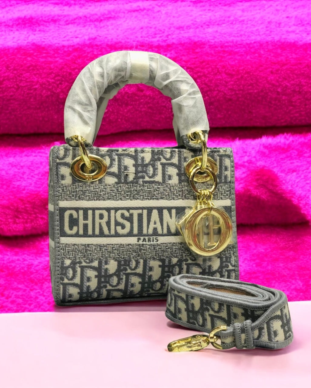 Mini Christian Dior Lady Bag Gray
