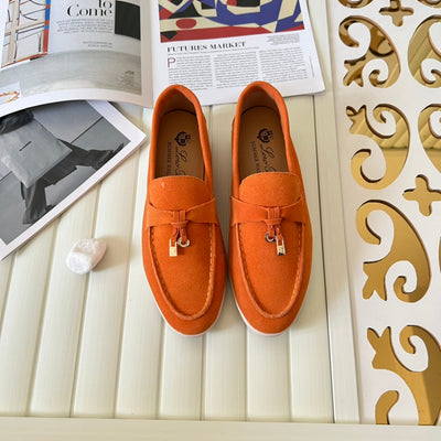 Loro Piana the iconic Summer Charms Walk Loafers for Unisex (Male and Female) Dusty Orange Colour Pre Order 45
