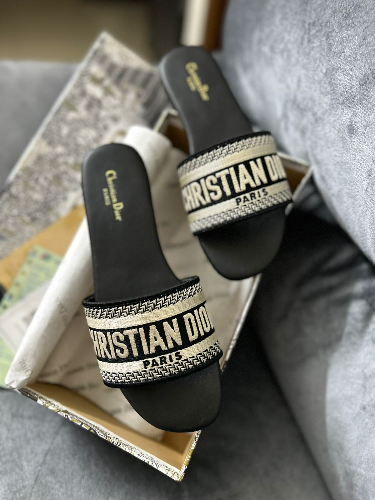 Luxury Brand D-io_r embroidered Slipper for women