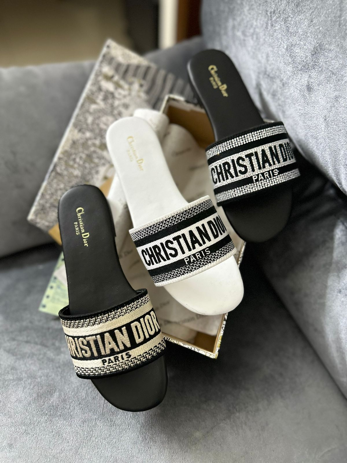 Luxury Brand D-io_r embroidered Slipper for women