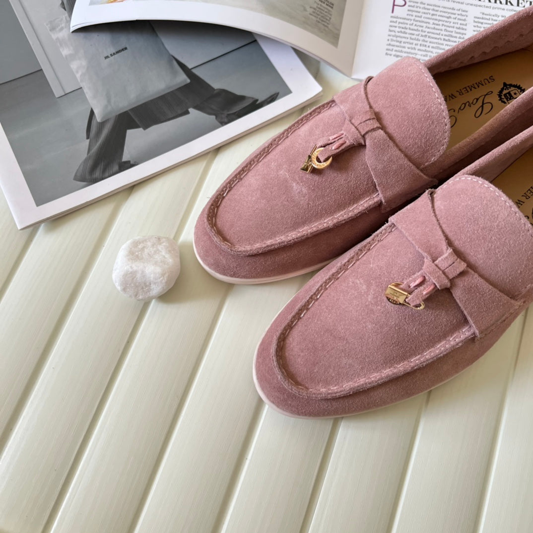 Loro Piana the iconic Summer Charms Walk Loafers for Unisex (Male and Female) Noisette Rose Colour Pre Order