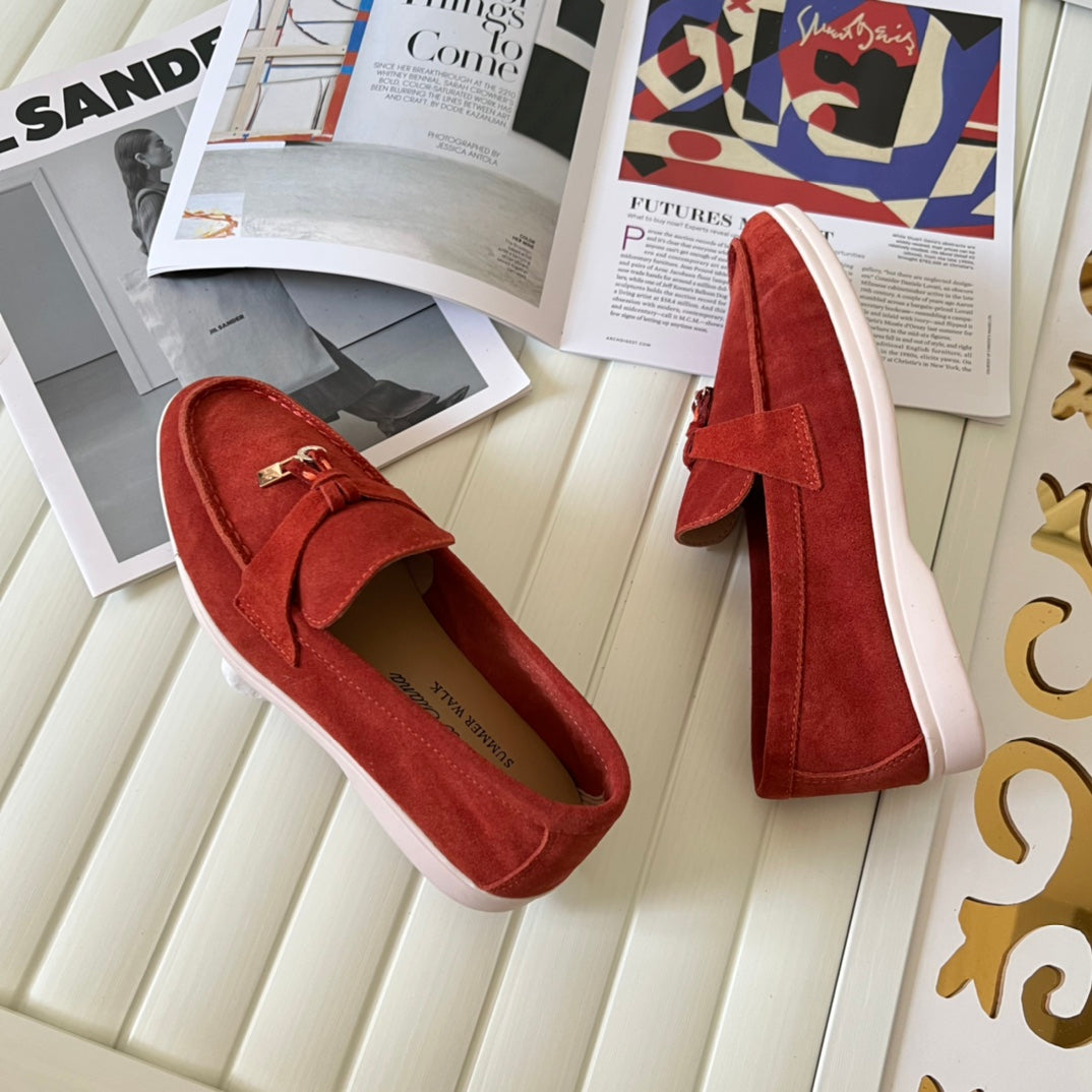 Loro Piana the iconic Summer Charms Walk Loafers for Unisex (Male and Female) Dried Red Colour Pre Order