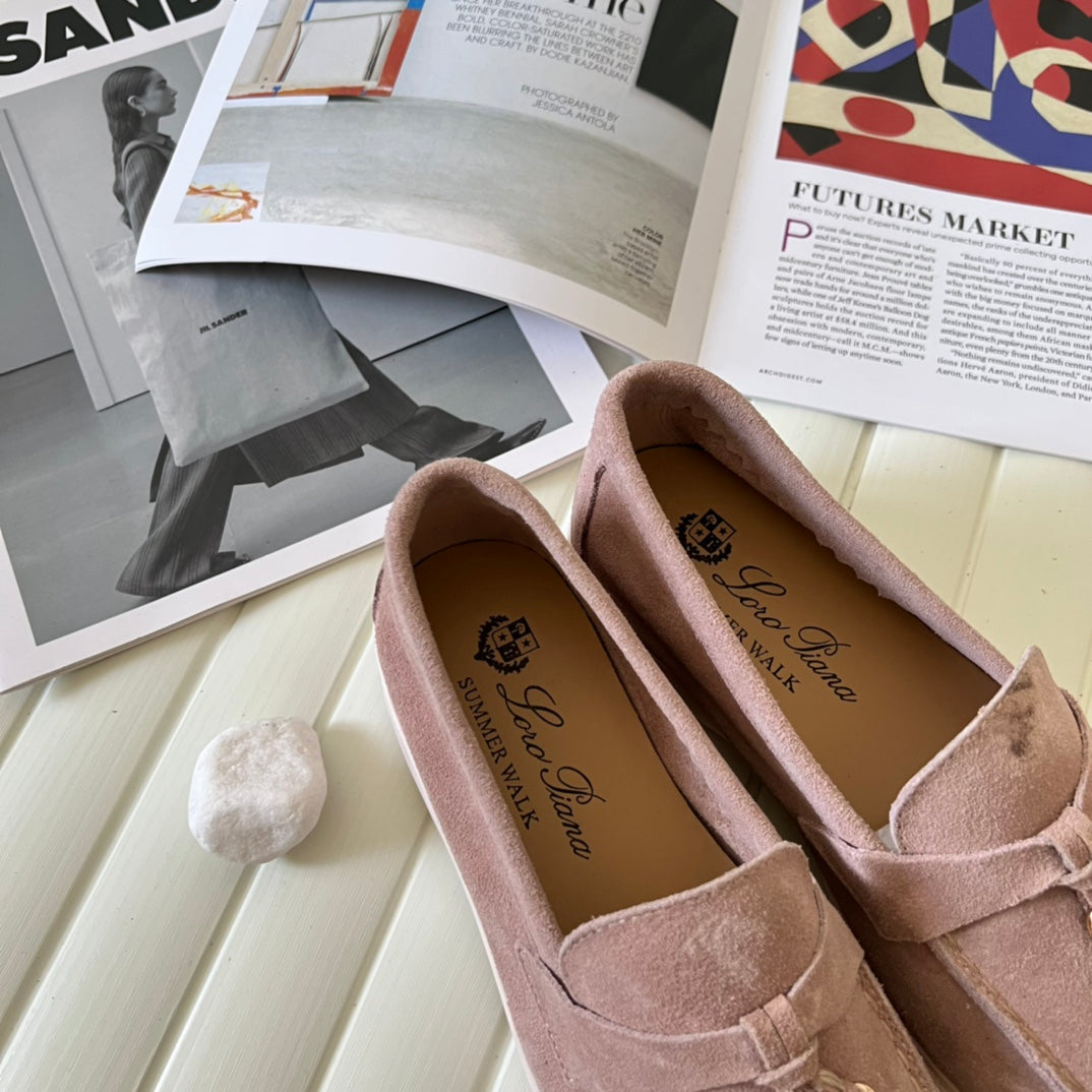 Loro Piana the iconic Summer Charms Walk Loafers for Unisex (Male and Female) Pink Sand Colour Pre Order