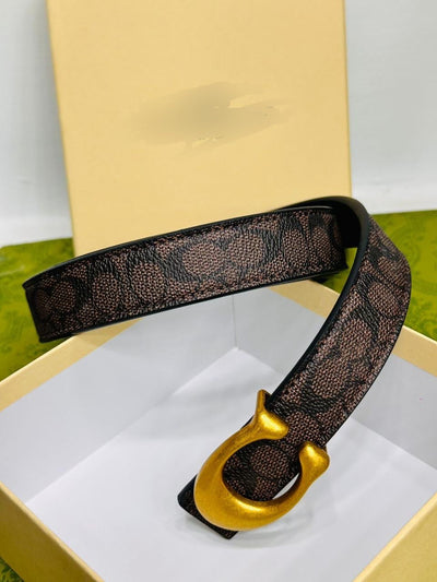 Luxury Brand Co-ach Leather Belt for Women