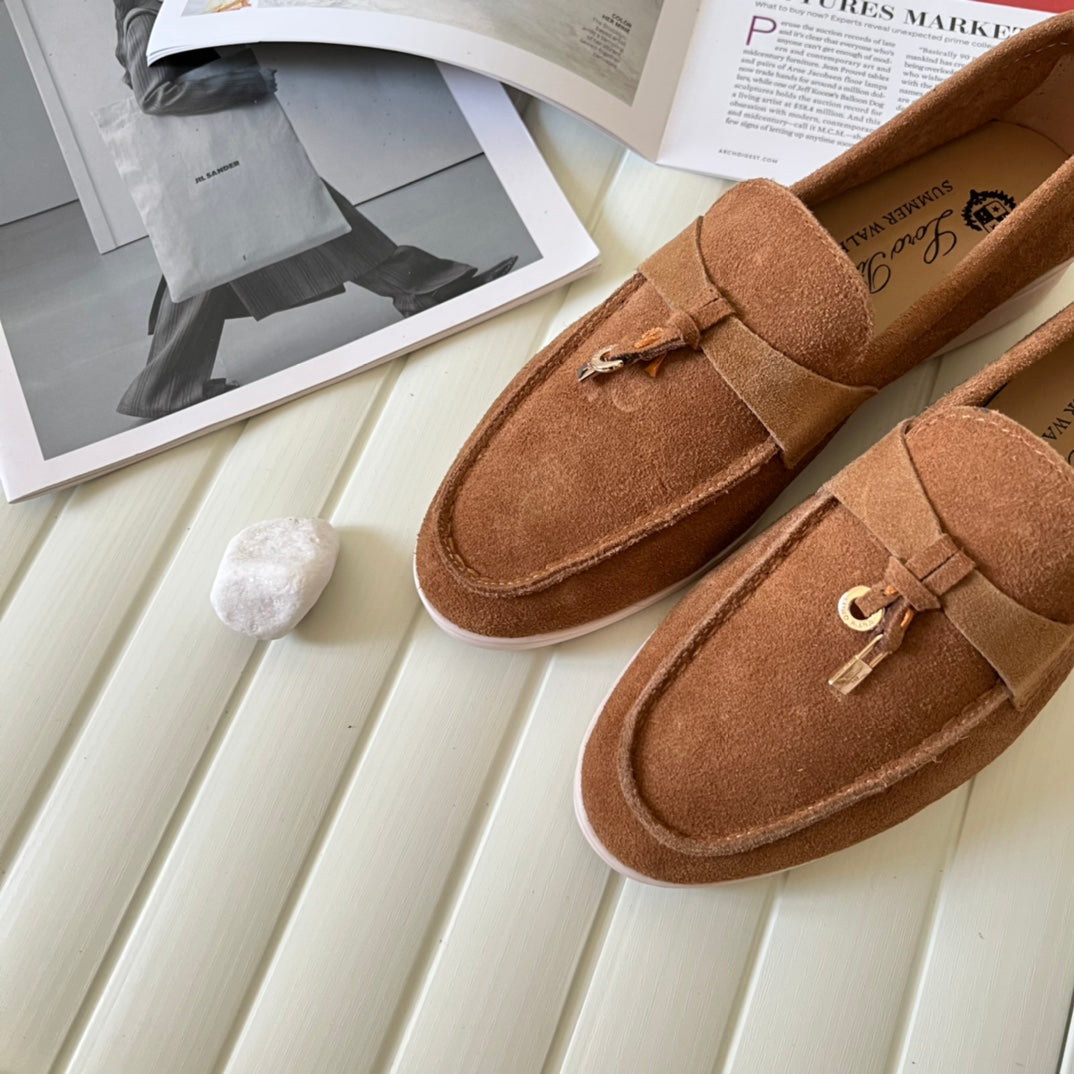 Loro Piana the iconic Summer Charms Walk Loafers for Unisex (Male and Female) Dark Honey Colour Pre Order