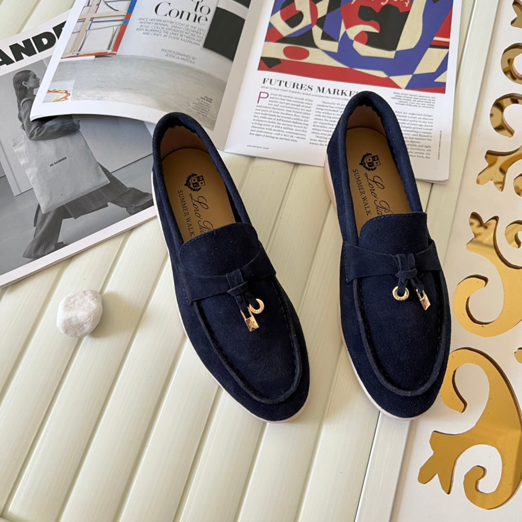 Loro Piana the iconic Summer Charms Walk Loafers for Unisex (Male and Female) Navy Blue Colour Pre Order