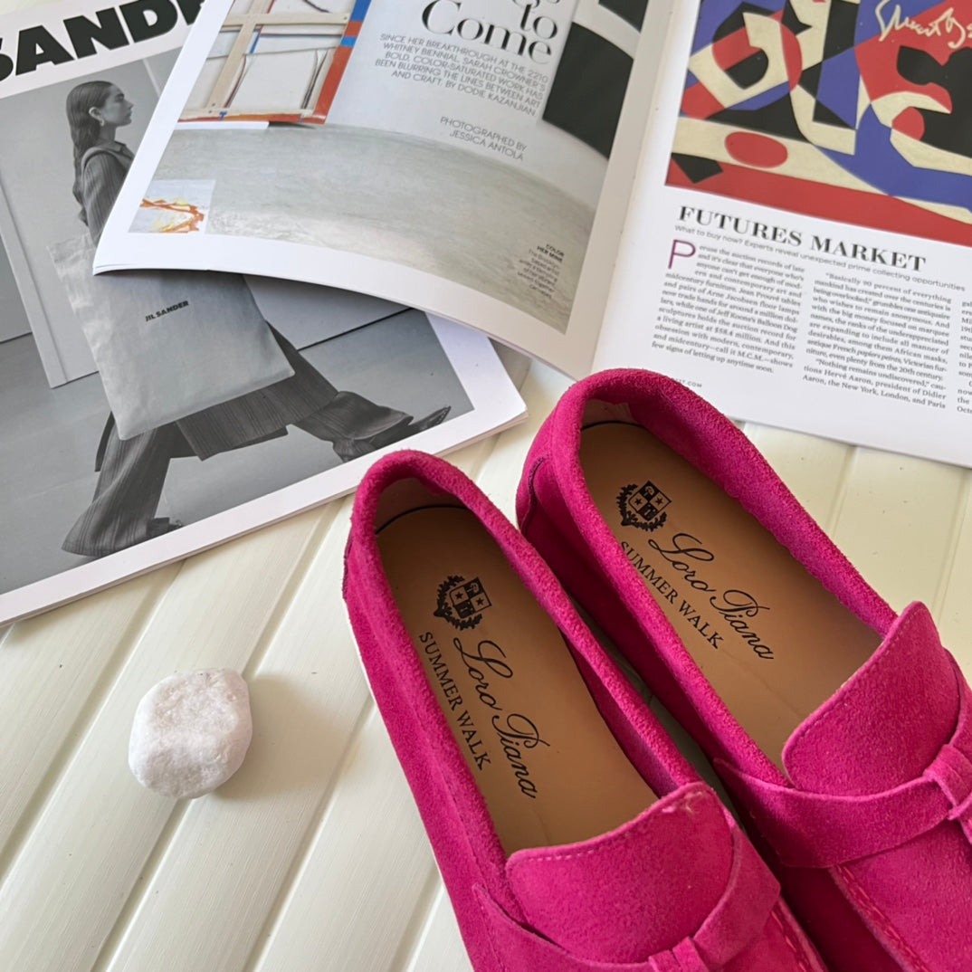 Loro Piana the iconic Summer Charms Walk Loafers for Unisex (Male and Female) Fuchsia Colour Pre Order