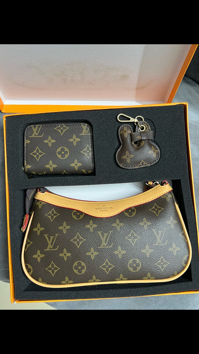 Famous Brand L-V Bag With wallet and keychain gift set with Box For women